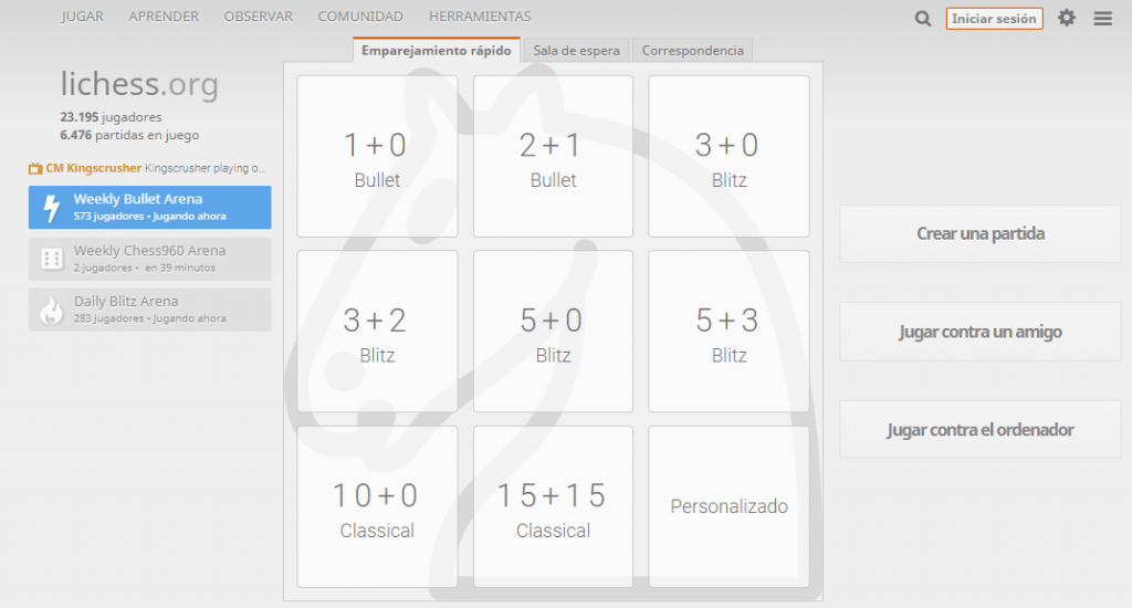 lichess para jugar ajedrez gratis online sin registrarse